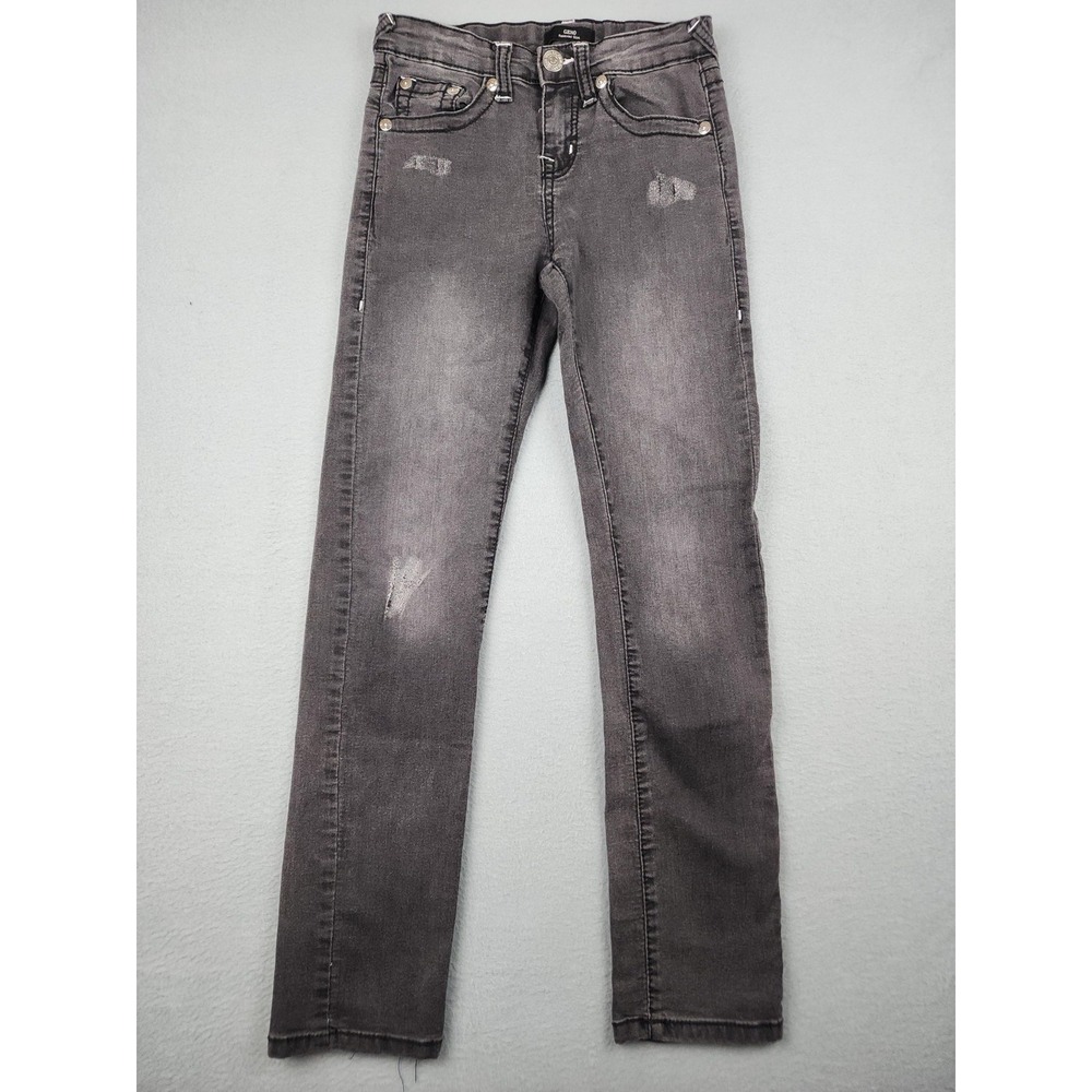 True Religion Geno Jeans Youth 12 Gray Straight Relaxed Slim Stretch Denim Kids